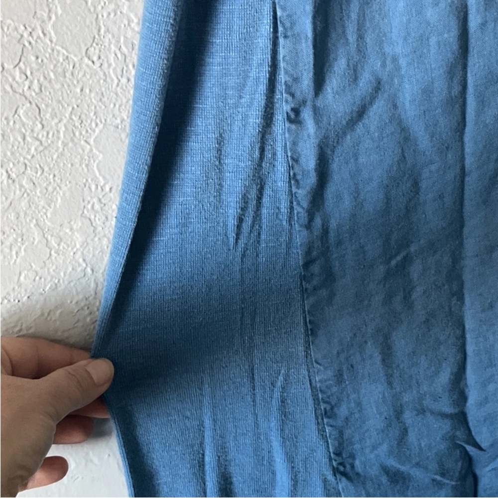 J.Jill Purejill Linen & Tencel A-Line Dress in Blue Simple Modest Size Large - Picture 5 of 8